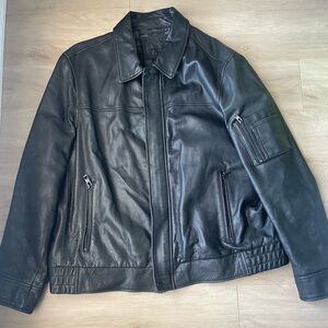 Andrew Marc Black Military Field Jacket Leather